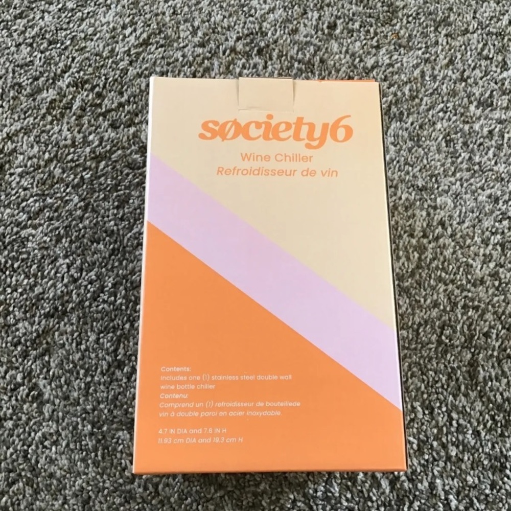 SOCIETY6 WINE CHILLER●4.7 IN DIA AND 7.6 IN H.●NEW WITH BOX.